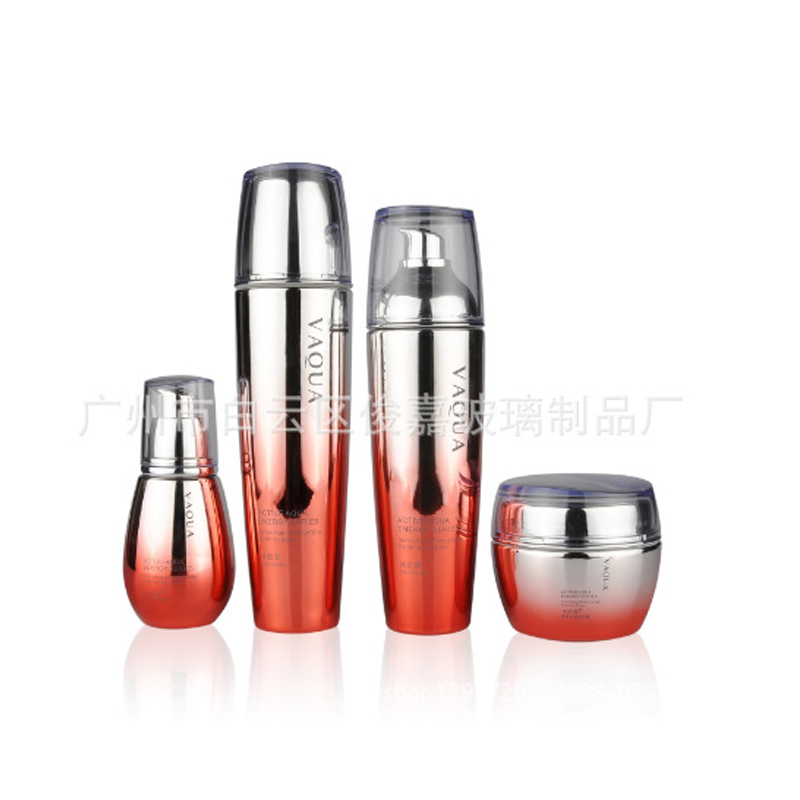化妝品瓶包材玻璃瓶 套裝護(hù)膚乳液膏霜分裝瓶 電鍍噴涂絲印玻璃瓶