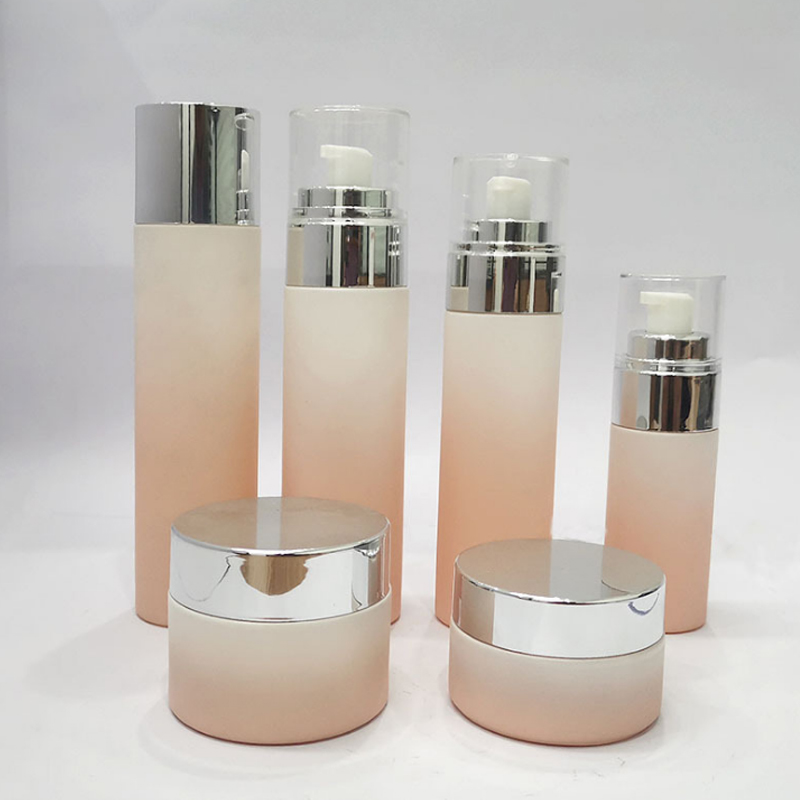 現(xiàn)貨噴涂玻璃瓶 磨砂化妝品套裝瓶 電鍍120ml水瓶 網(wǎng)格底玻璃瓶